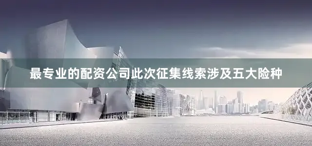 最专业的配资公司此次征集线索涉及五大险种